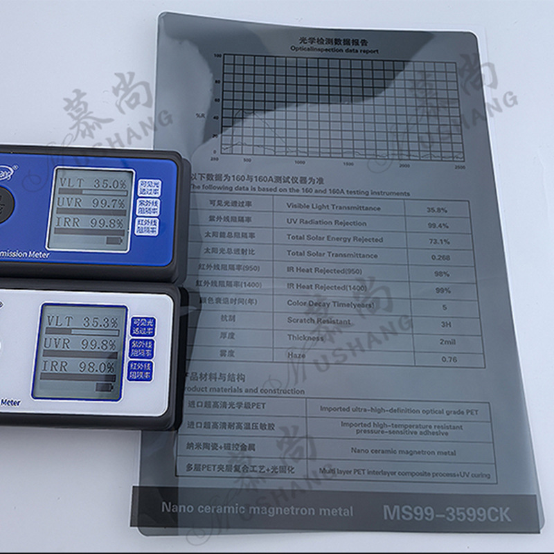 Película solar de aislamiento térmico para automóviles Película de vidrio metálico de nanocerámica Magnetron Película de protección solar a prueba de explosiones Película de privacidad Película de automóviles