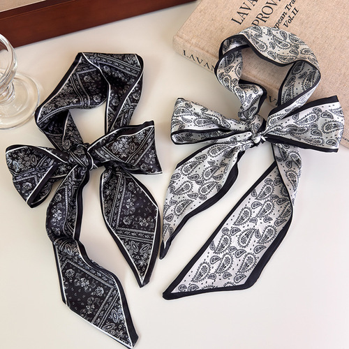 Korean-style long waistnut print belt silk scarf for women, temperament waist tie, neck scarf, bag hair tie, versatile accessories