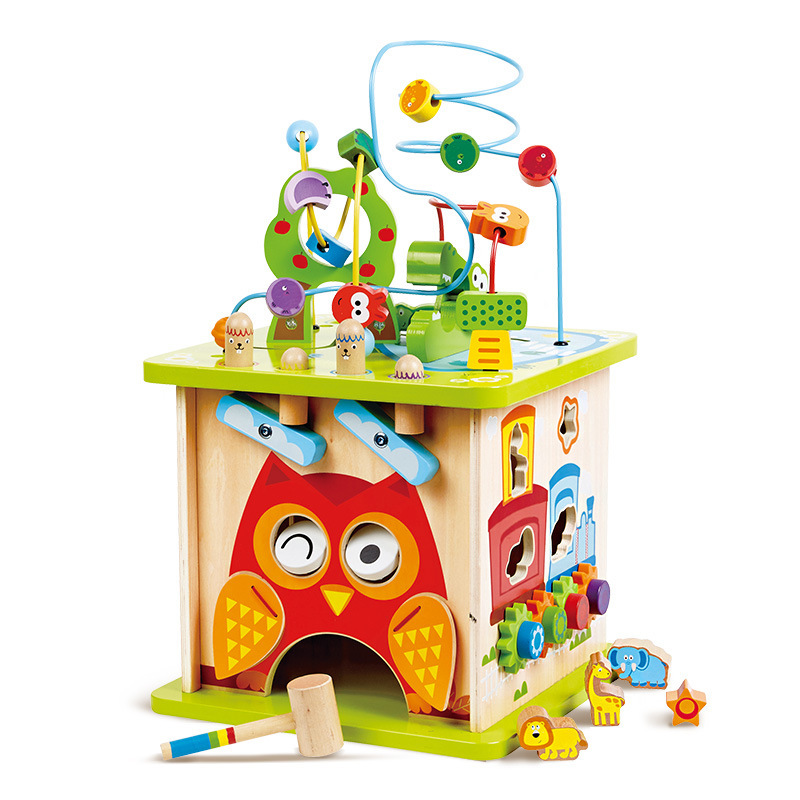 Hape ハッピーファームゲームボックス ビーズ付き 六面体 森の動物ゲームボックス ビーズ付き 宝石教育玩具|undefined