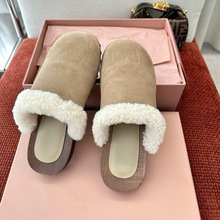 【高定私版】小众风包头木屐半拖鞋女外穿铆钉勃肯羊毛拖厚底拖鞋