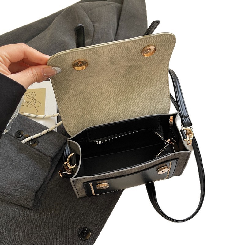 Bolso de mano doble estilo inglés de estilo extranjero 2025, otoño y invierno nuevo estilo de bolso de mujer relajado, bolso de hombro casual.