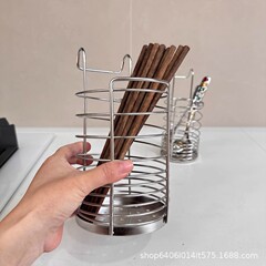 新款304不锈钢筷子筒刀叉架壁挂式筷笼勺子收纳架厨房台面餐具篓