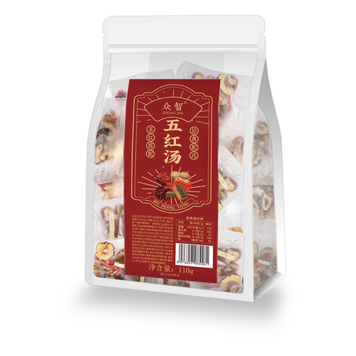 Cold-resistant five-red soup red bean, brown sugar, red skin, peanut, red date, red wolfberry, five-flavor raw material package, stew-free 110g