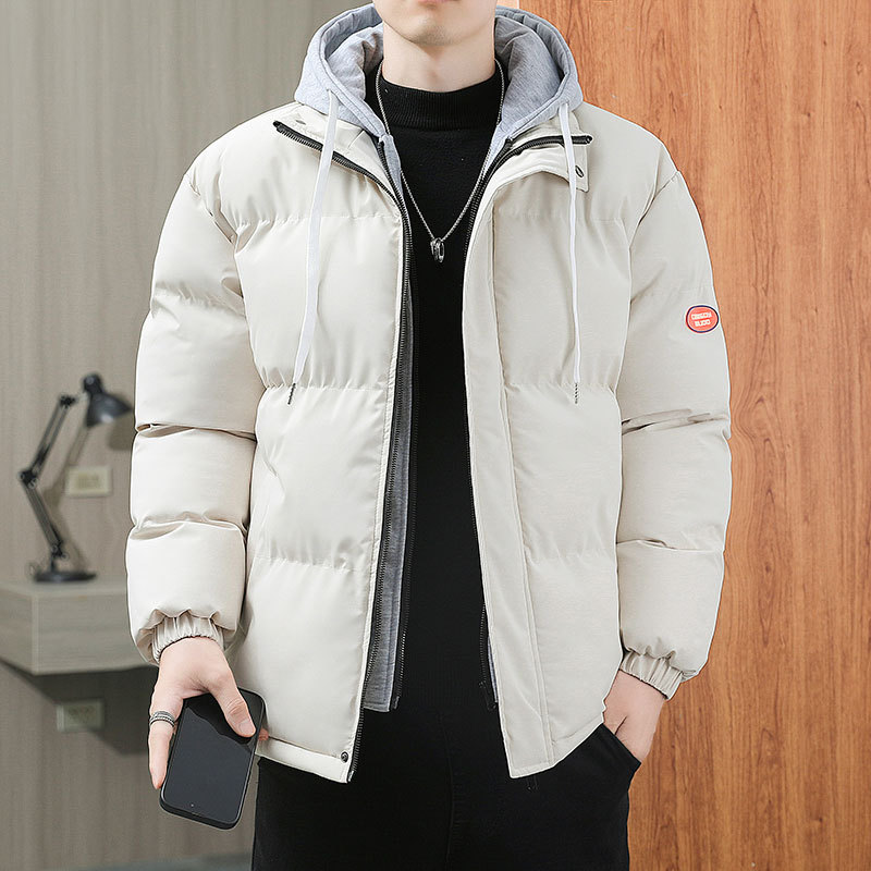 NASA invierno chaqueta de algodón de plumón de tamaño grande para hombres moda falsa dos piezas chaqueta de algodón con capuz para hombres gruesa chaqueta de algodón caliente chaqueta coreana