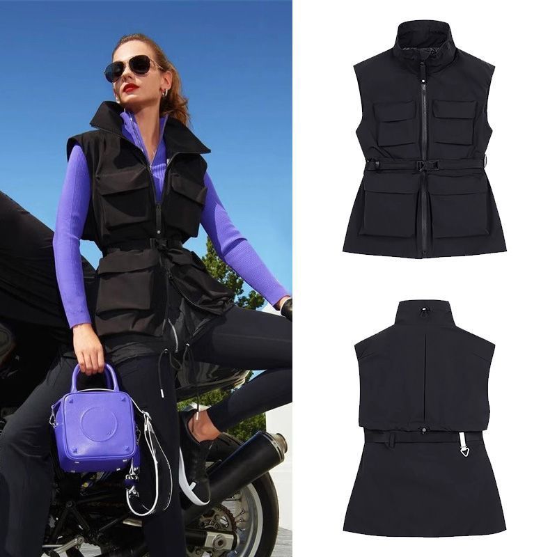24 New Korean Golf Spring and Summer Women's Outdoor Sports Style Sleeveless Zipper Punk Style Vest Top Trendy