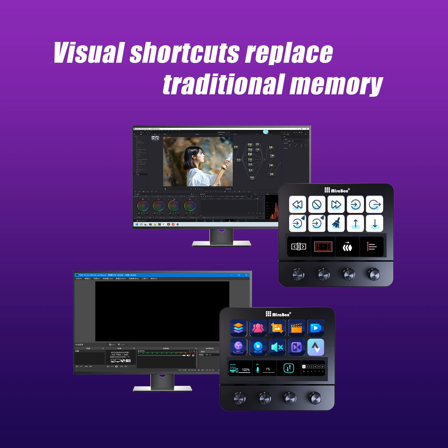 Stream Dock (MiraBox) N4 — Touchscreen Streamdeck, Visual Macro Keys & Media Knobs