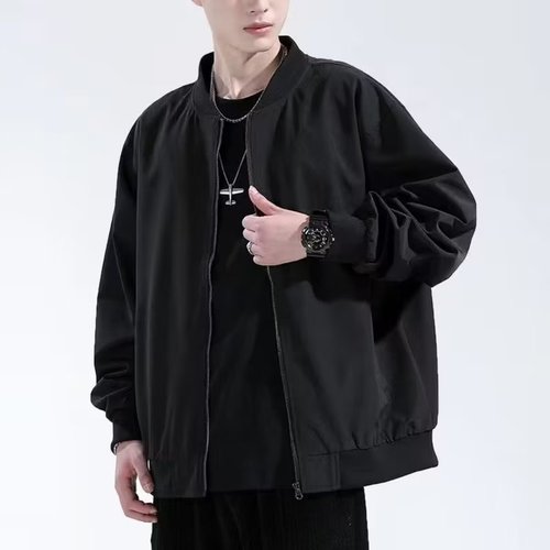 Casual Short Collar Thin Jacket for Men Spring and Autumn Baseball Style Trendy Outerwear for Teenagers