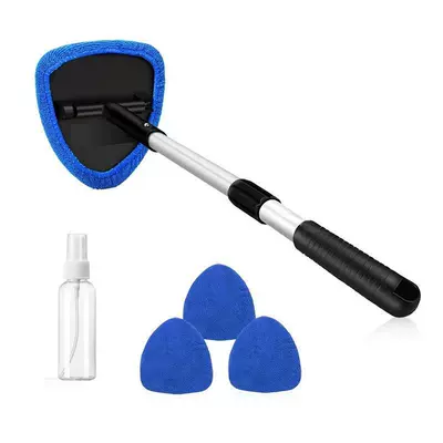 Car cleaning tools: Brushes, Factory Wholesale Telescopic Pole - a-set-pentagonal-telescopic-pole-4-blue-cloth-covers-spray-bottle