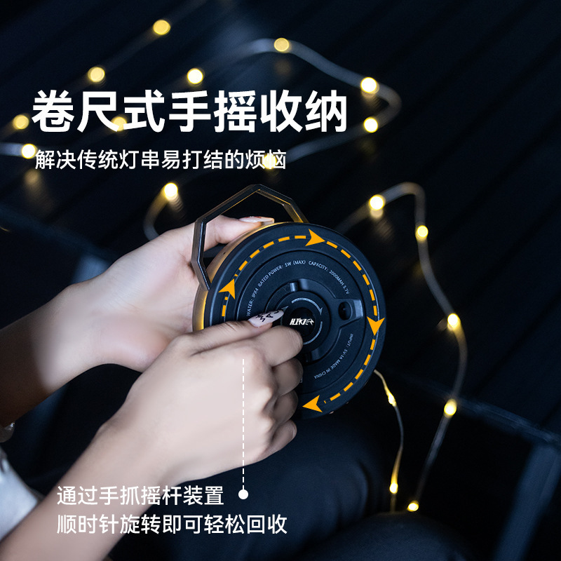 Luces para acampar al aire libre, luces de ambiente de carpa con decoración, cinta métrica led de larga duración, almacenamiento de luces de interior