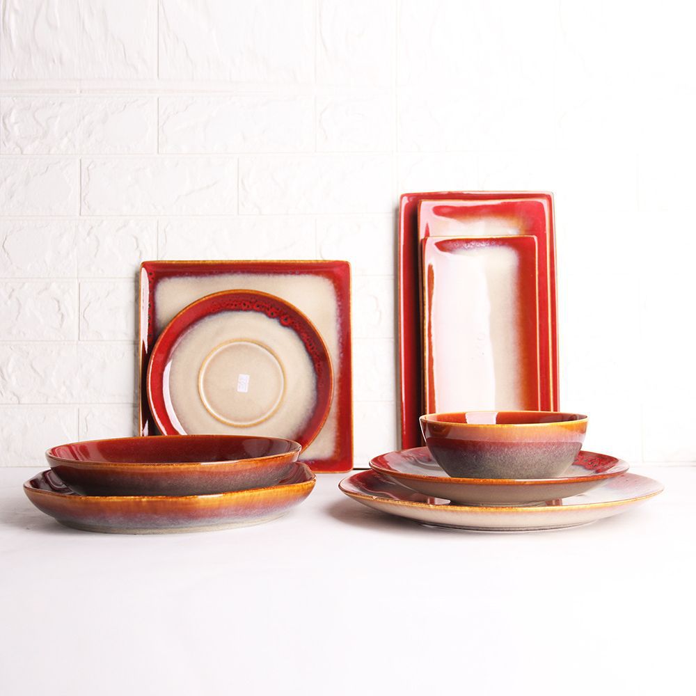 Serie de miel de estilo japonés plato de cerámica para el hogar Hotel plato de fruta personalizado plato de postre plato de carne occidental plato de pescado plato plano