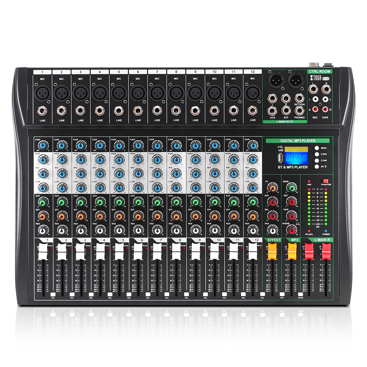 XTUGA mezclador profesional de 8 vías con reverberación Bluetooth mezclador multicanal mezclador CT80 Equalizador de efectos