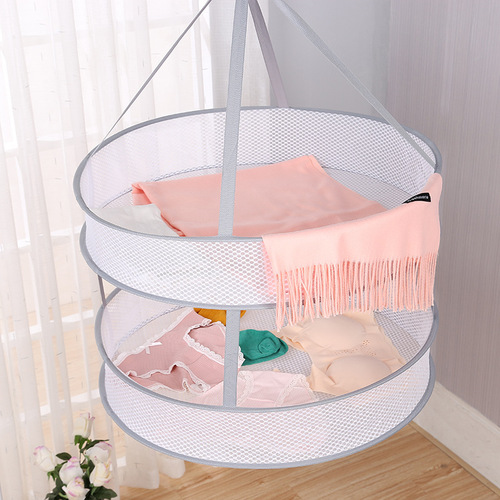 Manufacturer wholesale double-layer tiled baby socks clothes drying net pocket round anti-deformation children's toys wrapped clothes basket