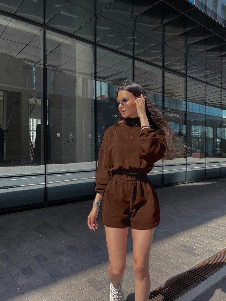 500g Weight Long Sleeve Sleeve Length Polyester Fabric Type Shorts Co-ord Set Sets Type 2 Pieces Set Quantity Casual, Daily, Sports Occasion Turtleneck Neckline Regular Fit Fit Type Solid Color Pattern Spring, Autumn Season Women's Gender Zipper Design Simple Style Style Casual Daily Sports Women's Simple Style Solid Color Polyester Zipper Shorts Co-ord Set Shorts Sets 27