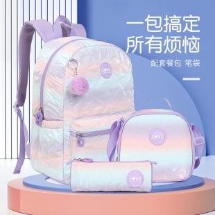Three-Piece Set of Meal Bags, Pencil Bags, Travel Waterproof Backpacks, Fashionable Student Casual Children's Schoolbags, Junior High School and High School Students