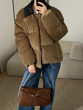 深圳南油货~25秋冬新品贴布绣字母皮领羽绒服外套女图片色无吊牌