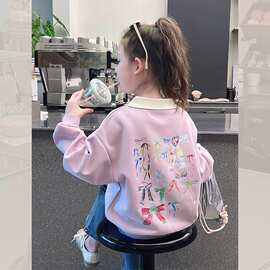 儿童翻领卫衣女童洋气时髦上衣大童装韩版长袖女孩2025春秋新款