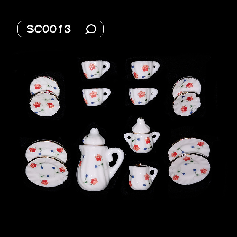 52Dollhouse miniatura comida y juego escena modelo Dollhouse accesorios mini juego de té cerámica taza té SC
