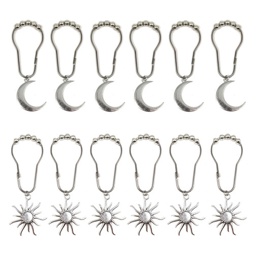 1 Piece European and American Cross-Border Retro Moon and Sun Shower Curtain Hooks with Moon and Star Decorative Ornaments for Wholesale