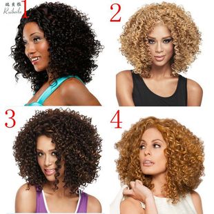 Cross-border Europe, America and Africa Black Small Roll Wig Foreign Trade Europe and America Women's Wig Headgear