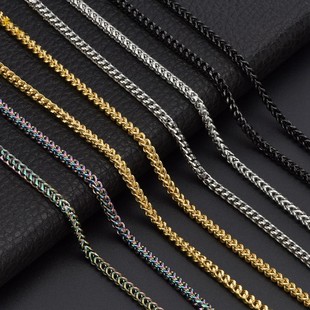 Source Manufacturer 316L Stainless Steel Chain Naked Chain Vacuum Gold-Plated Color-Preserving Titanium Steel Necklace Hanging Chain Custom Wholesale