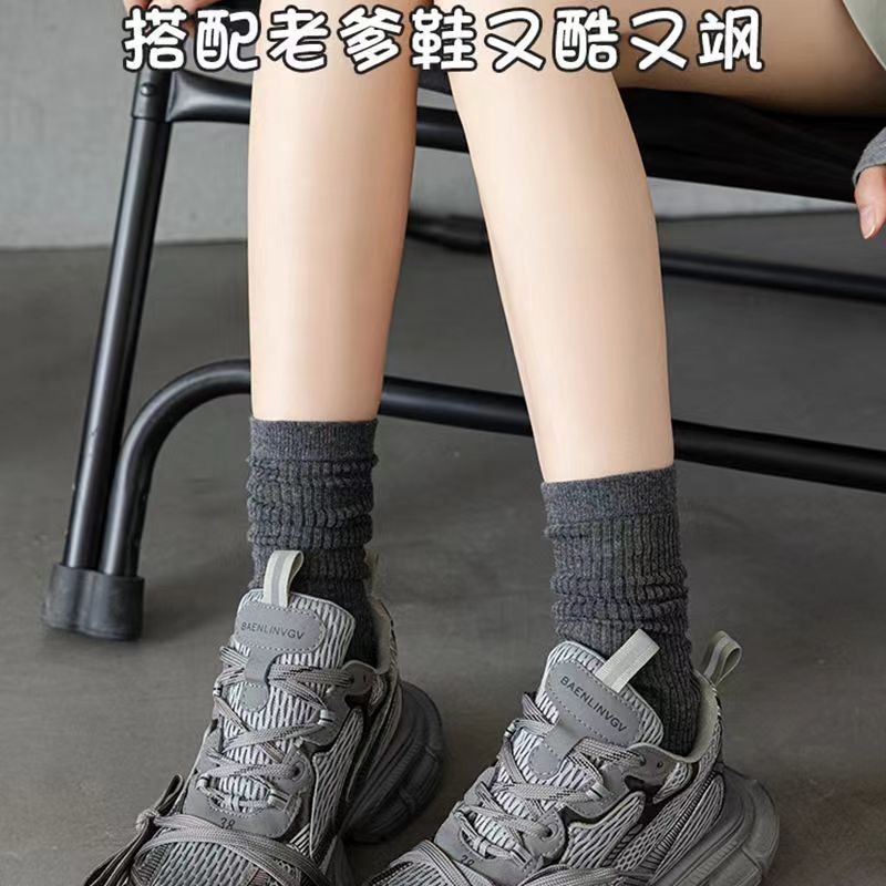 諸暨ソックス レディース 多用途 インス風 トレンド 純白 パイルソックス レディース 夏 薄手 ミドル丈 バレエ風 白|undefined