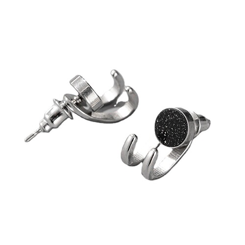 Men's Trendy Personality Earrings, Black Agate Couple Earrings for Women,  New Arrival Fashion
