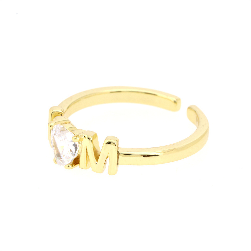 1 Piece Fashion Letter Copper Plating Zircon Womenu0027S Open Ring
