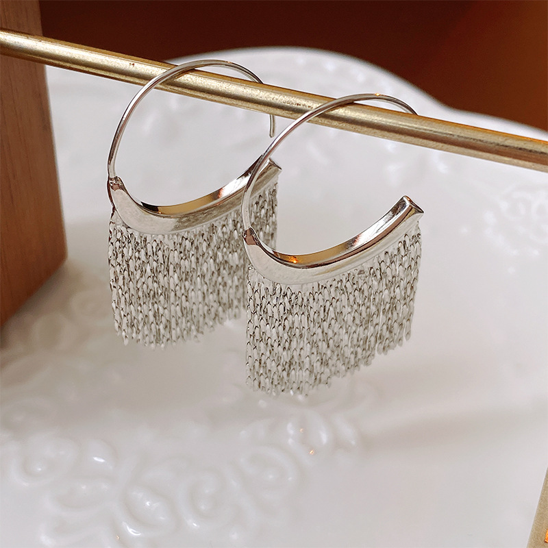 1 Pair Lady Streetwear Geometric Copper Tassel Drop Earrings display picture 2