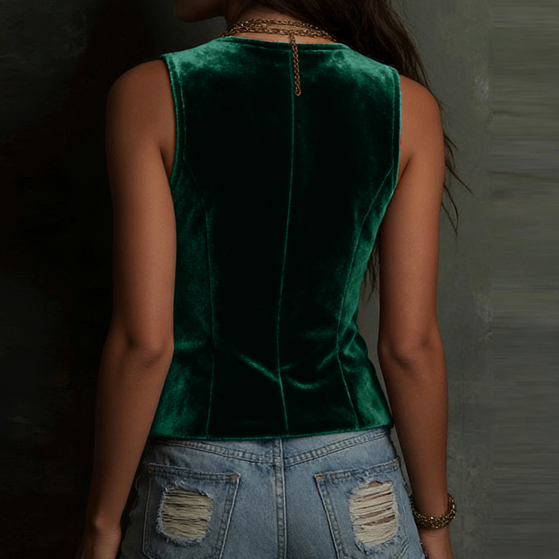 Essential V-Neck Sleeveless Vest For Women, Lightweight Button-Front Layering Tank Top, Versatile Casual And Office Wear_ecoleips.com