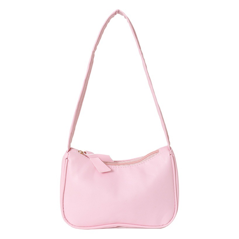 2026 New Model Pu Solid Color Dumpling Bag Handbag Underarm Shoulder Bag Ins Baguette Bag Underarm Bag Wholesale