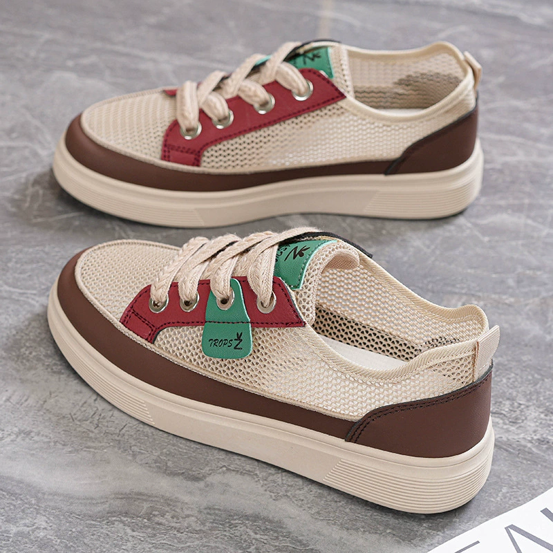 Модные женские кроссовки 2025 года, новые стильные белые сетчатые туфли, универсальные дышащие повседневные кеды