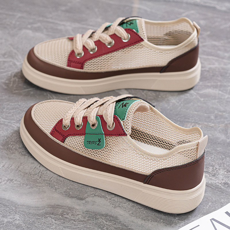 Trendy Women's 2025 New Style Mesh White Shoes Versatile Breathable Casual Sneakers