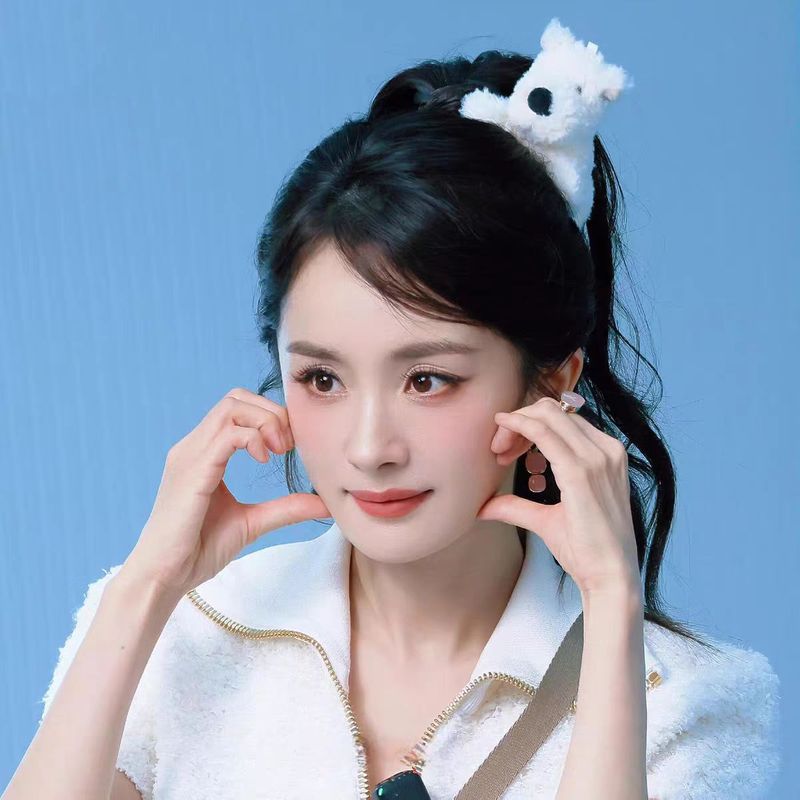 杨幂同款小狗棉花发夹女可爱西高地犬毛绒碎发夹个性时尚百搭发饰|undefined