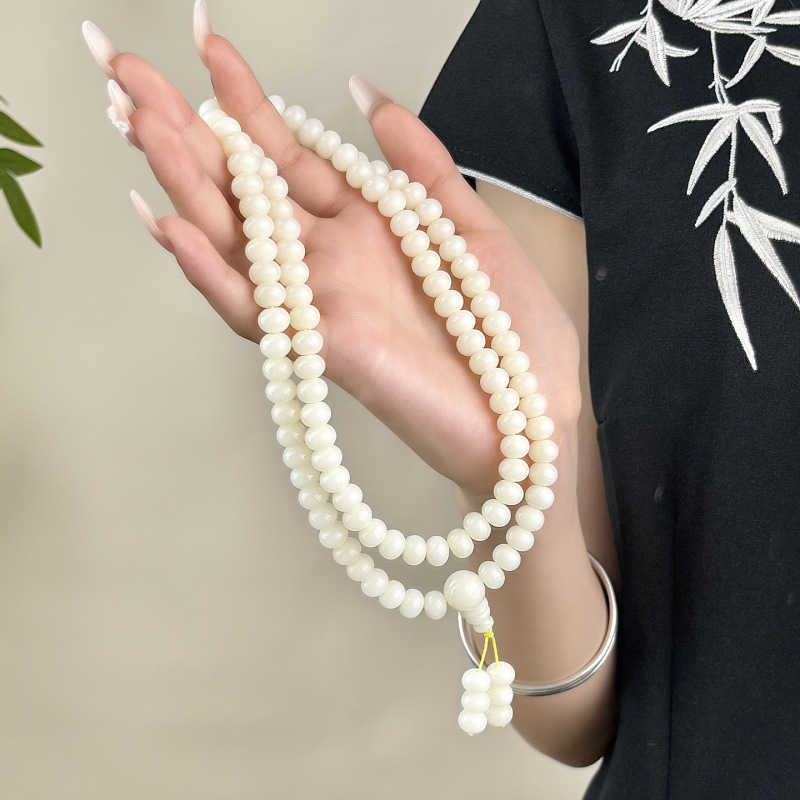 ネイティブ白翡翠菩提根 108 ビーズハンドヘルドブレスレット女性の菩提樹数珠ハンドヘルドホルターネック卸売|undefined