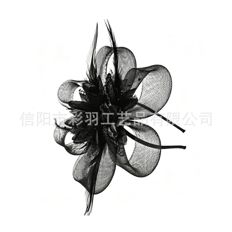 European and American Horse Racing Festival Party Mesh Feather Headpiece Bridal Wedding Tea Party Vintage Hair Accessory Hairpin Hairband Headpiece