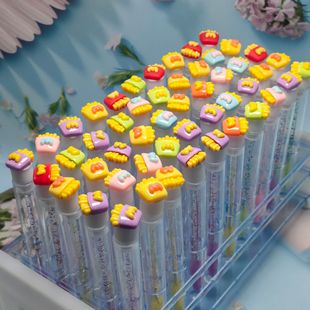 Cartoon French Fries Independent Tube Disposable Eyelash Brush Eyelash Spiral Portable Comb Crystal Makeup Brush Transparent Tube