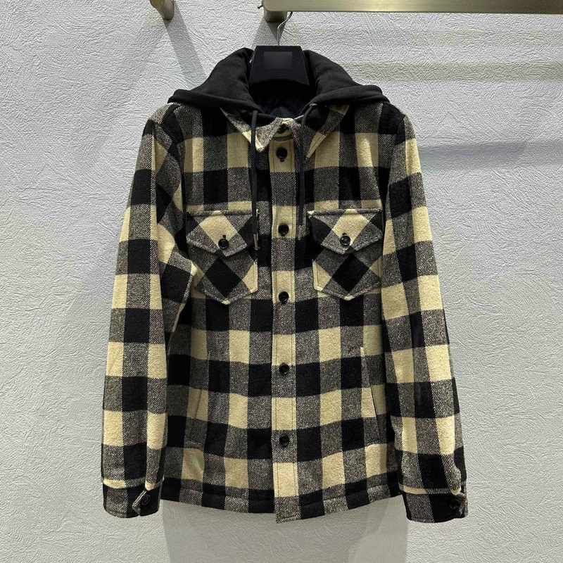 2026 Autumn CEL New American Retro Letter Print Hooded Plaid Wool Shirt Jacket for Women 2026 Autumn CEL New American Retro Letter Print Hooded Plaid Wool Shirt Jacket for Women