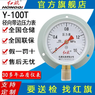 红旗牌仪表Y-100T径向带后边压力表压力表油压水压气压真空
