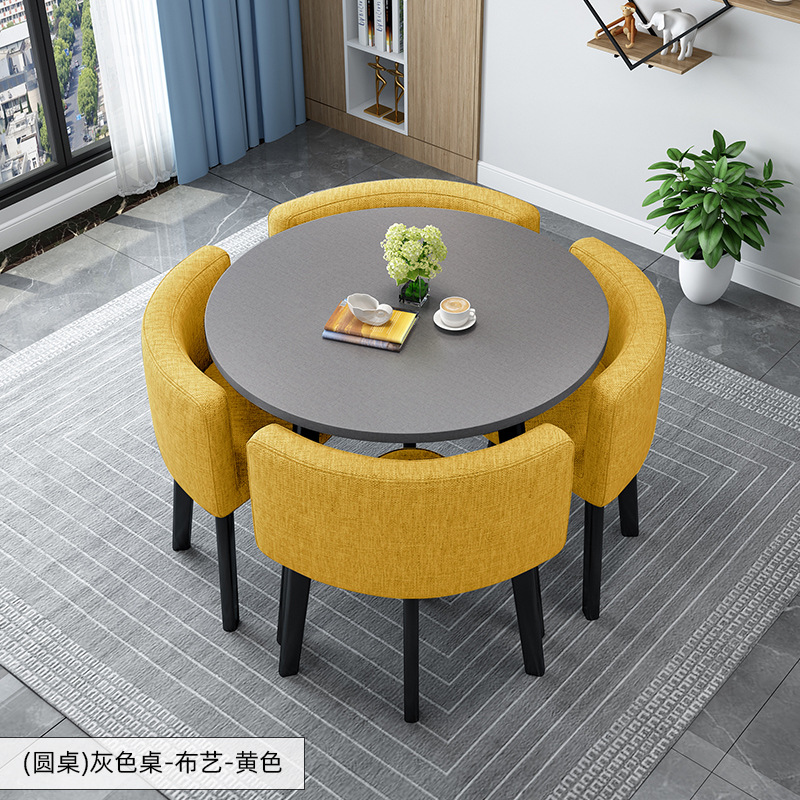 Simple Recepción y negociación pequeña mesa redonda mesa de recepción negociación reunión mesa de invitados y silla traje Oficina área de descanso mesa y silla combinación