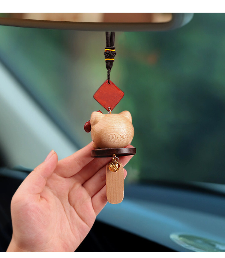 Lucky Cat Car Pendant - High-end New Model Car Rearview Mirror Ornament, Interior Accessory for Safe Entry and Exit