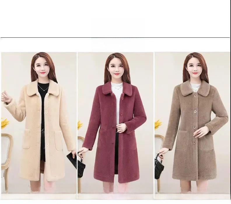  lamb velvet mid-length coat women's 2022 Winter new mother Korean-style large size western style women's coat_voghion.com