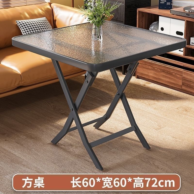Mesa de comedor redonda al aire libre mesa de vidrio pequeña mesa de comedor doméstica silla portátil mesa cuadrada mesa plegable simple image 7