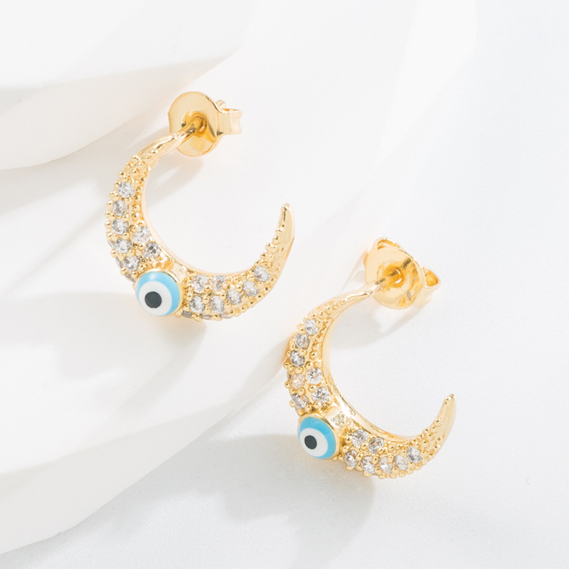 Mode Œil Le Cuivre Boucles D'oreilles Incruster Zircon Boucles D'oreilles En Cuivre 1 Paire display picture 3