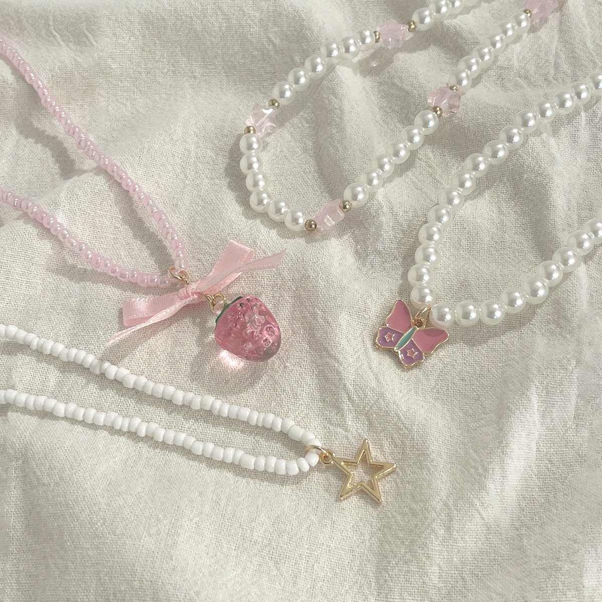 Bow Knot Cute Acrylic Imitation Pearl Alloy Necklace Wholesale display picture 5