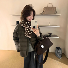 韩版短款无领排骨羽绒服女小众休闲百搭休闲90绒宽松面包服外套潮