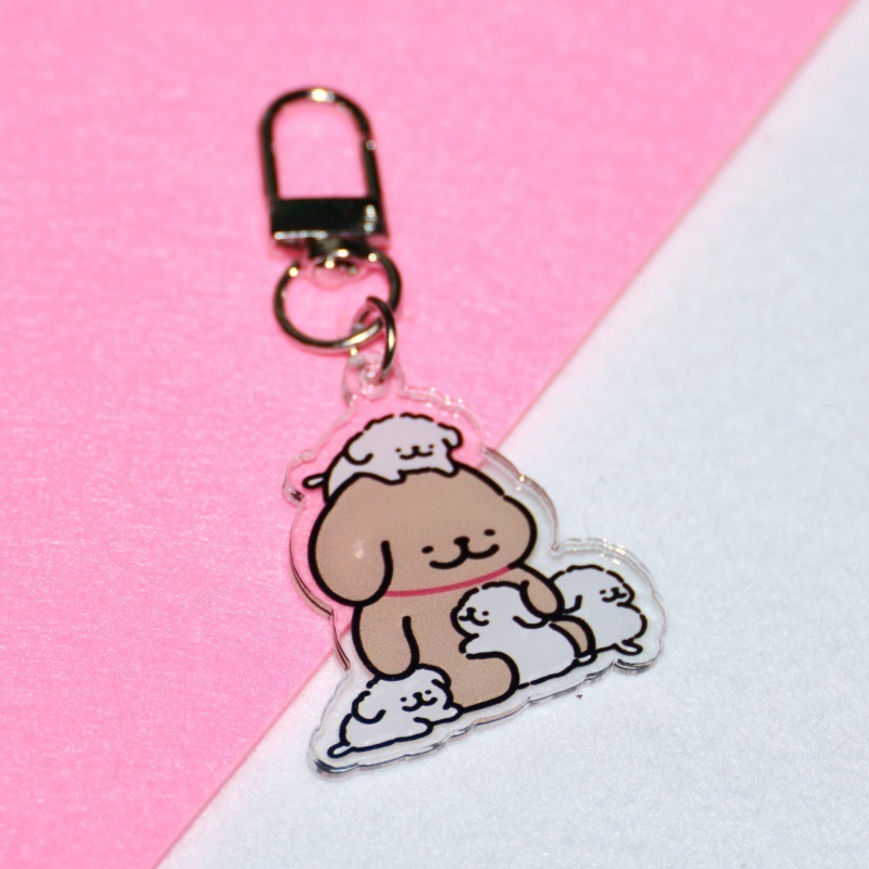 かわいい子犬アクリル両面キーホルダー 2 ドルショップ供給学生カップルギフトヘッドフォンセットバッグペンダント|undefined