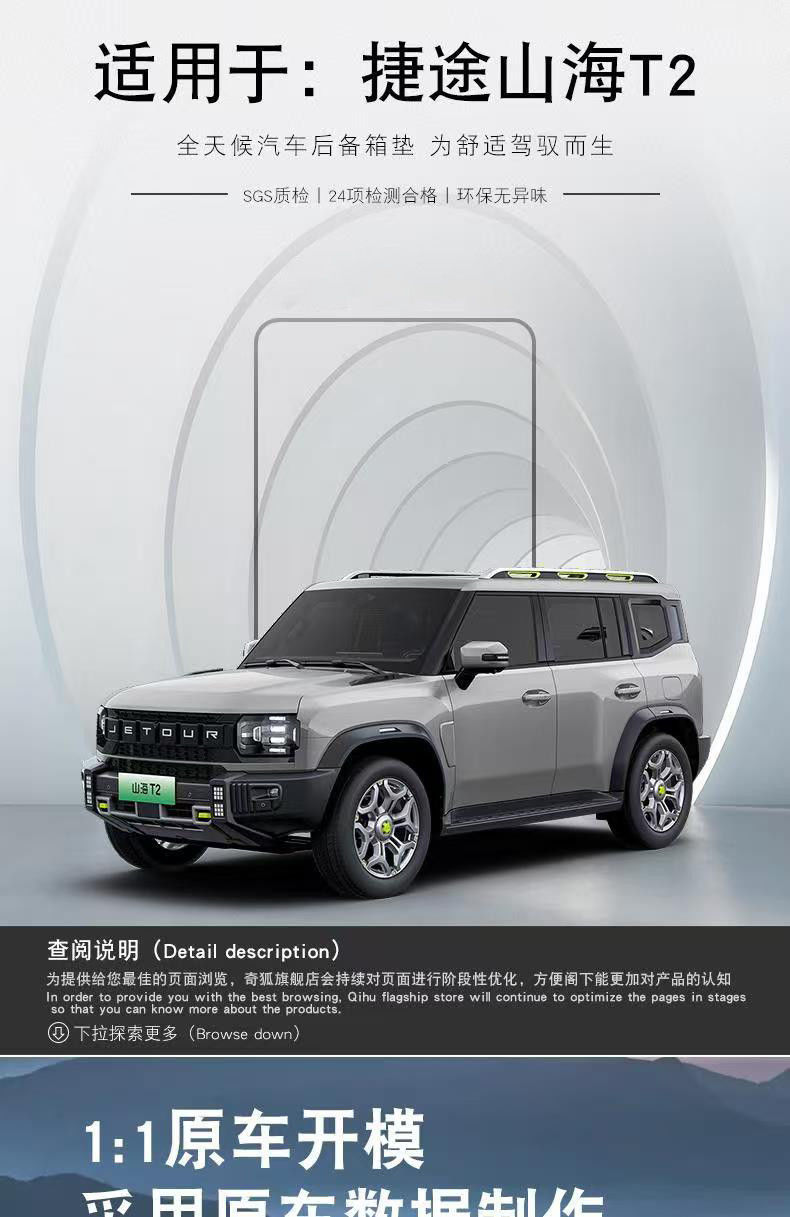 Applicable to Jietu Shanhai t2 trunk mat surrounding 2024 Shanhai T2 tail box mat car interior modification parts