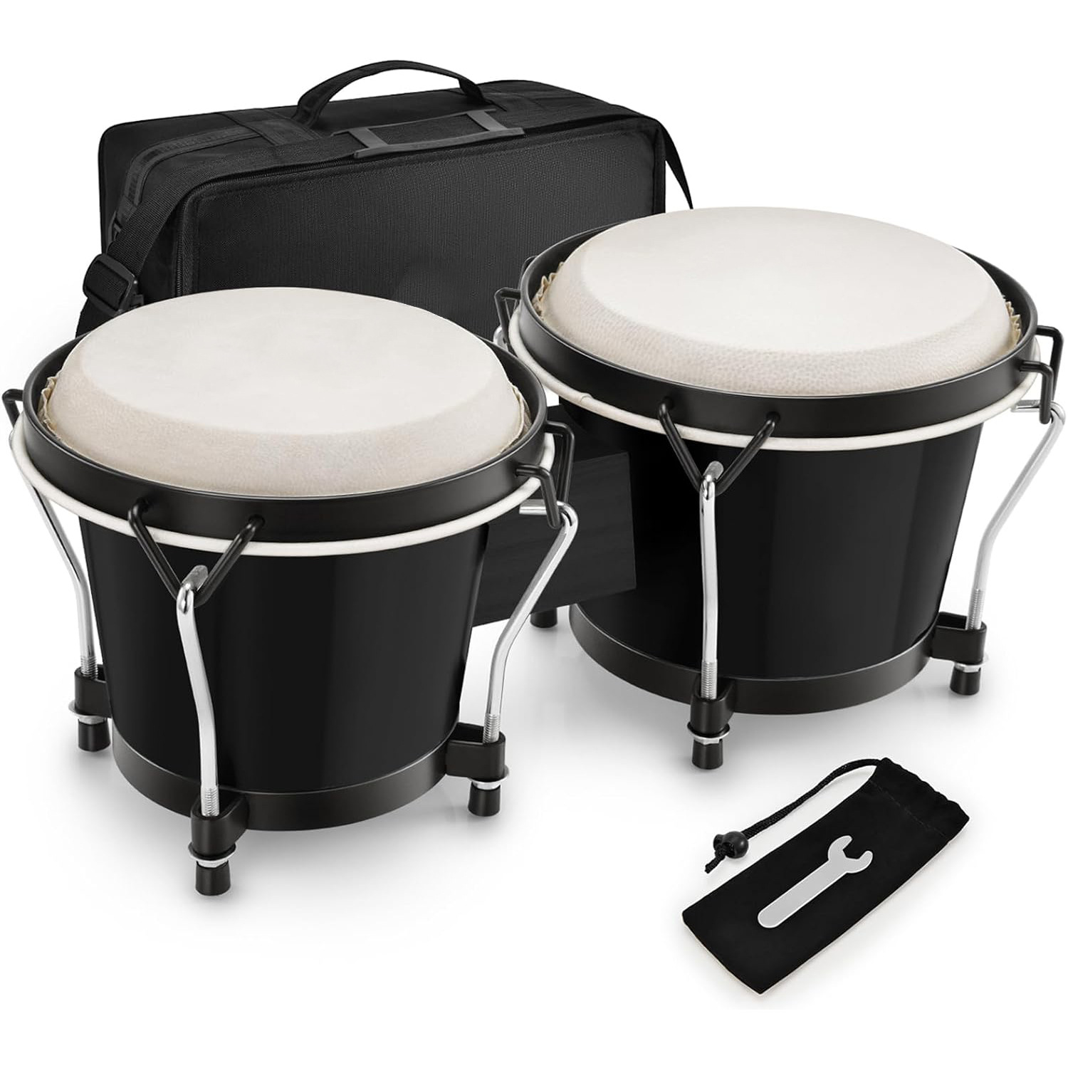 Tambores de bongos de madera de 6 y 7 pulgadas Percusiones de madera para niños bongos adultos principiantes cuero natural