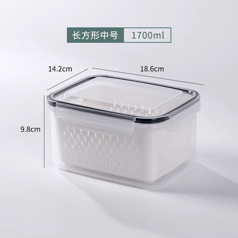 Double‑layer draining food storage box, transparent food‑grade, multiple sizes & sets