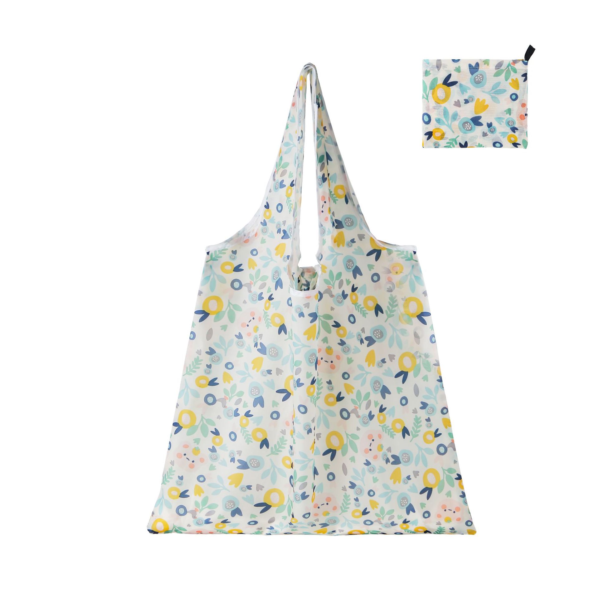 Nueva bolsa de compras plegable de gran capacidad en stock bolsa plegable de Protección Ambiental bolsa de almacenamiento portátil de impresión portátil creativa